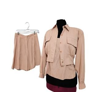 Baldanza 3-Piece Blush Pink Shorts Set Cropped Blazer Top High Rise Shorts 8